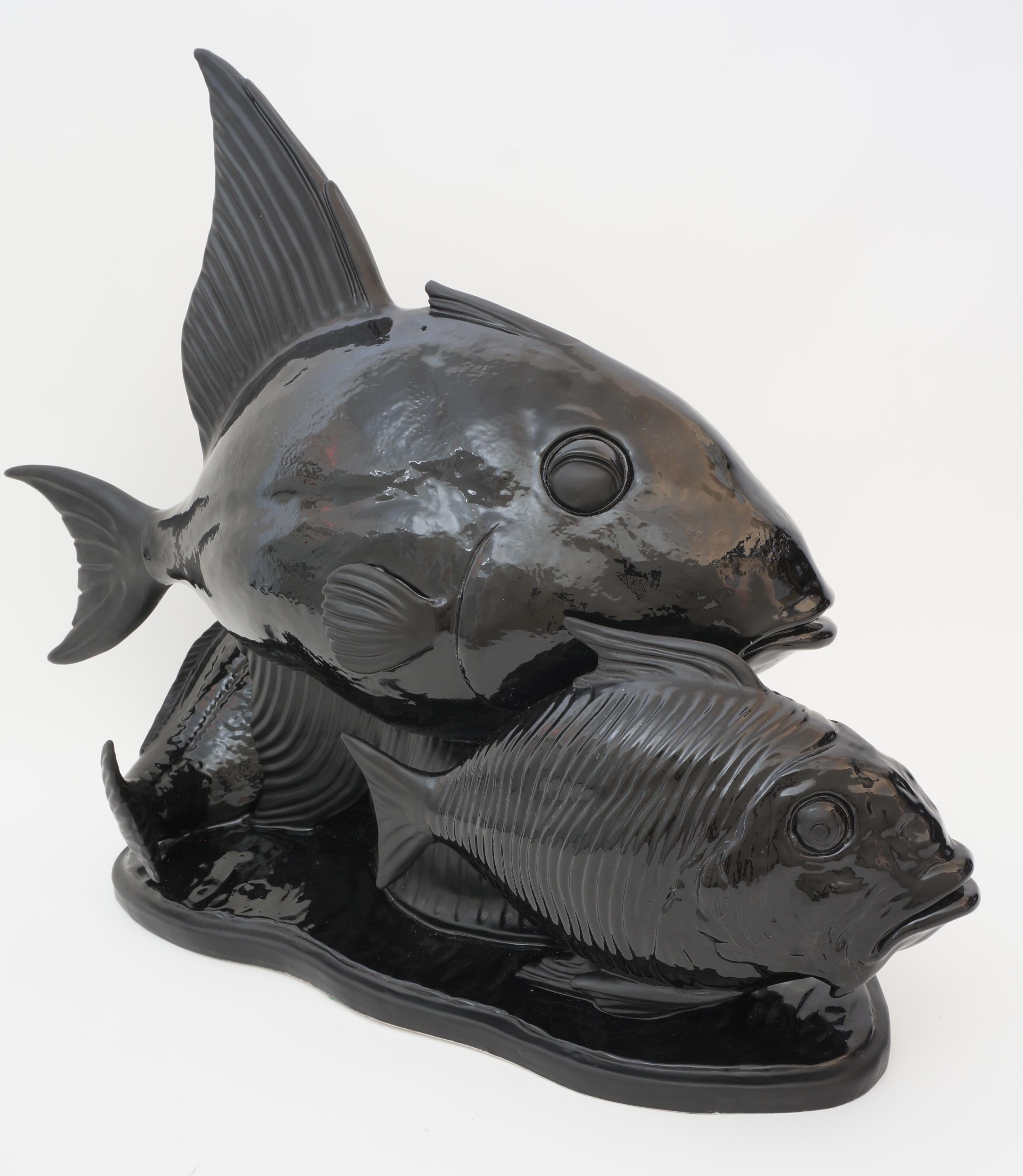 Art Deco Lejan Style Sculpture School of Fish For Sale 1
