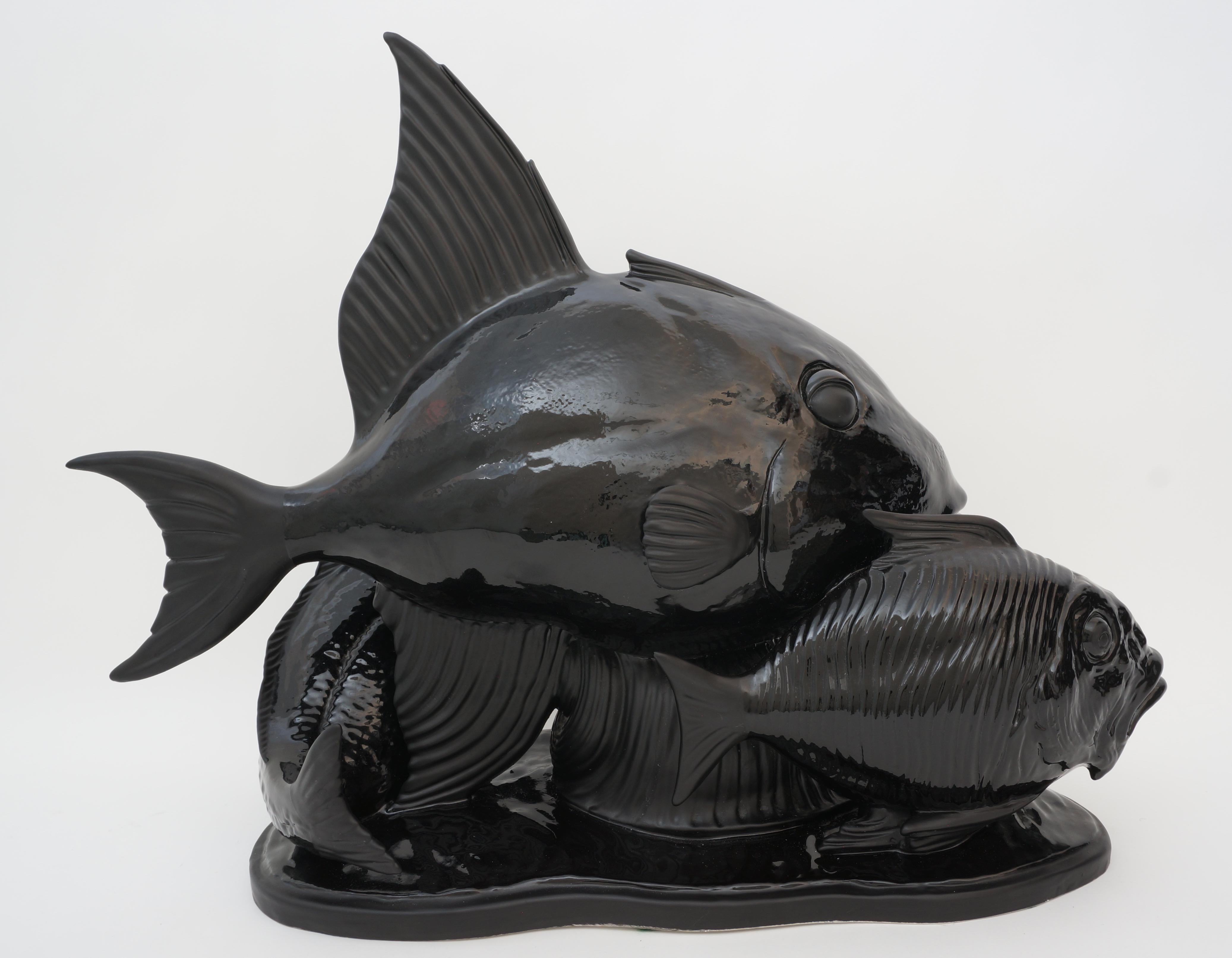 Italian Art Deco Lejan Style Sculpture School of Fish For Sale