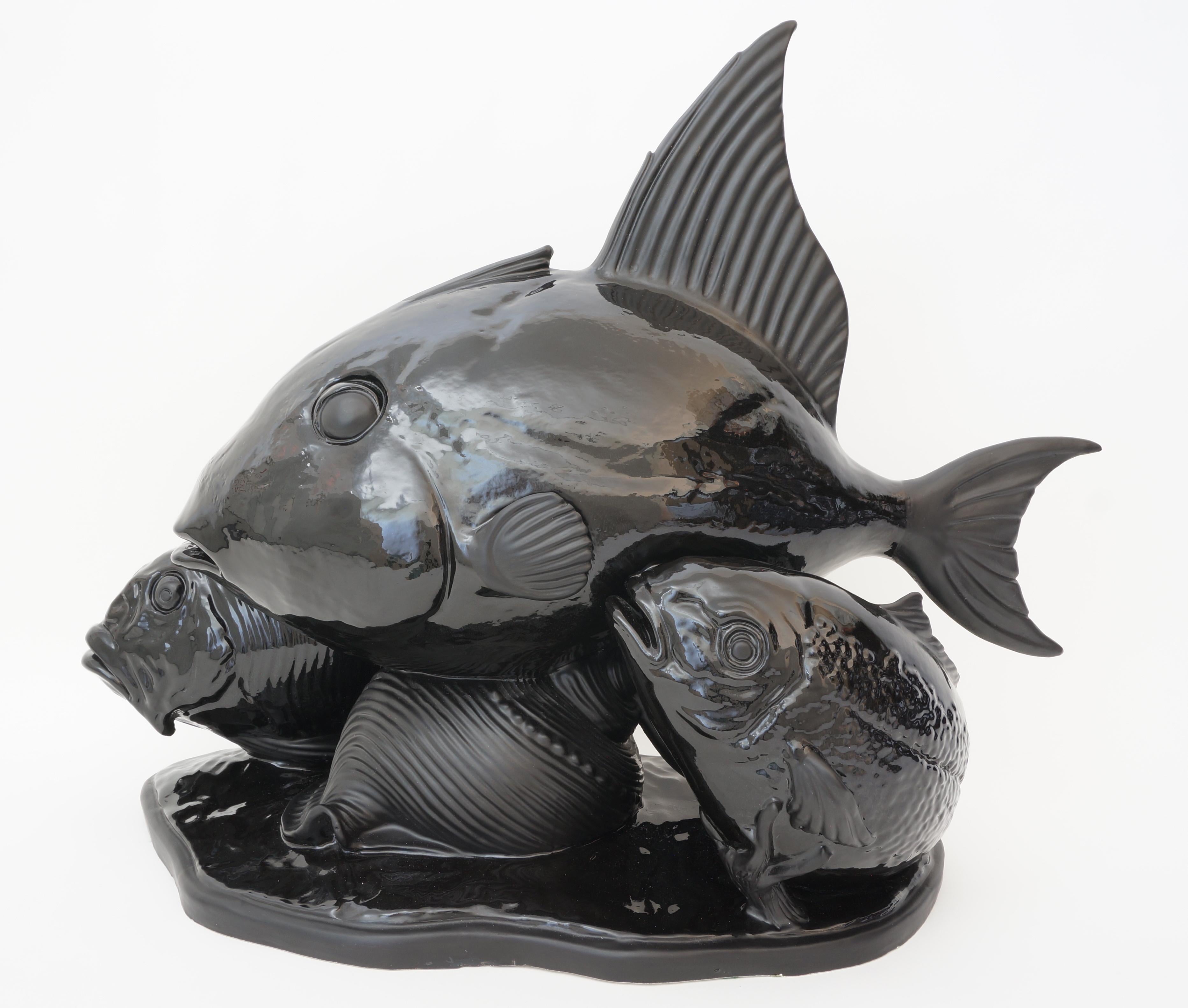 Art Deco Lejan Style Sculpture School of Fish In Good Condition For Sale In West Palm Beach, FL