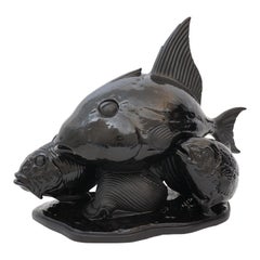 Scultura in stile Art Deco Lejan Scuola di pesci