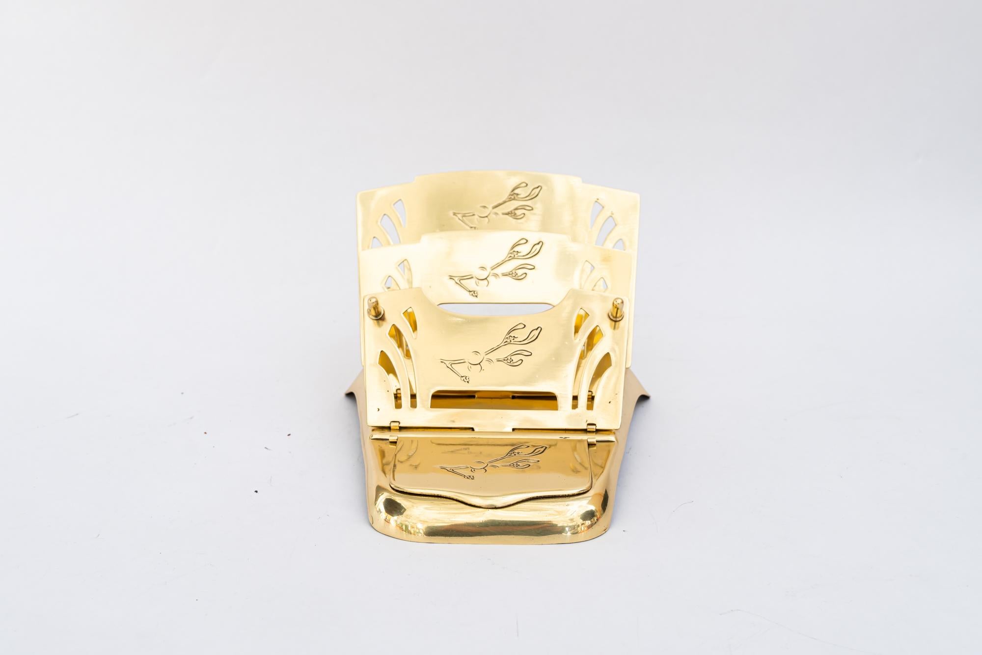 Art Deco Brief- und Stempelhalter Wien um 1920er Jahre
Messing poliert und emailliert
