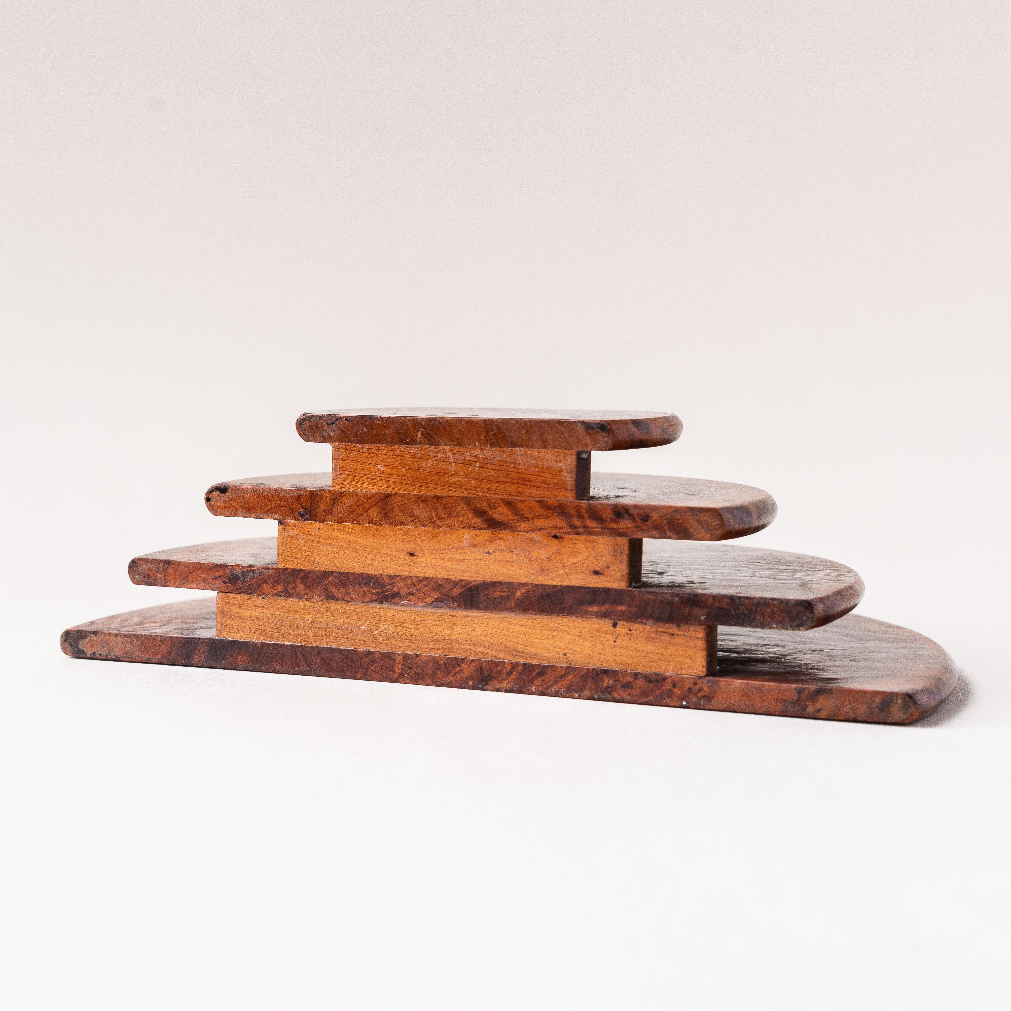 Art Deco Letter Holder, Desk Accessory in Burl Wood, 1940s 4
