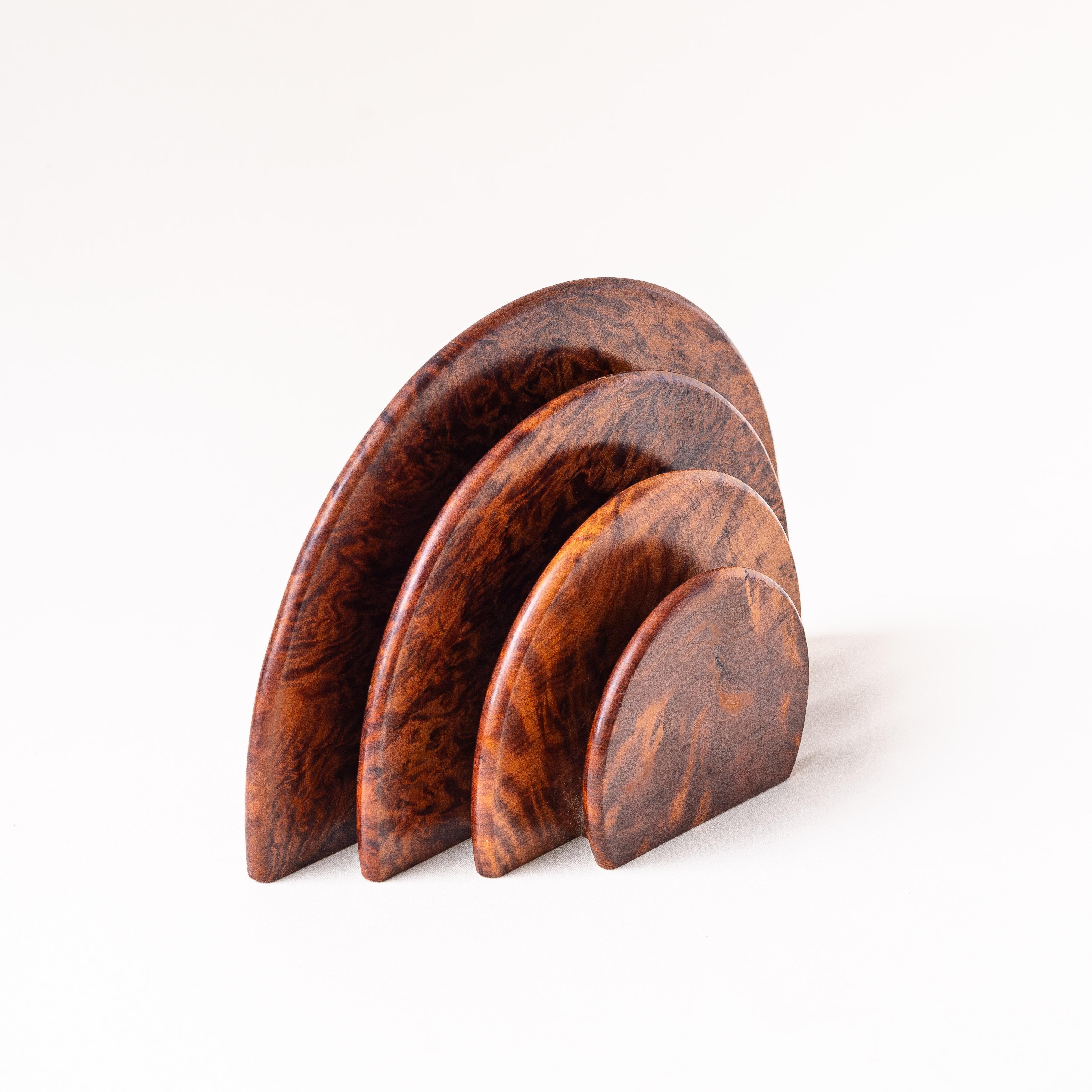 20th Century Art Deco Letter Holder, Desk Accessory in Burl Wood, 1940s