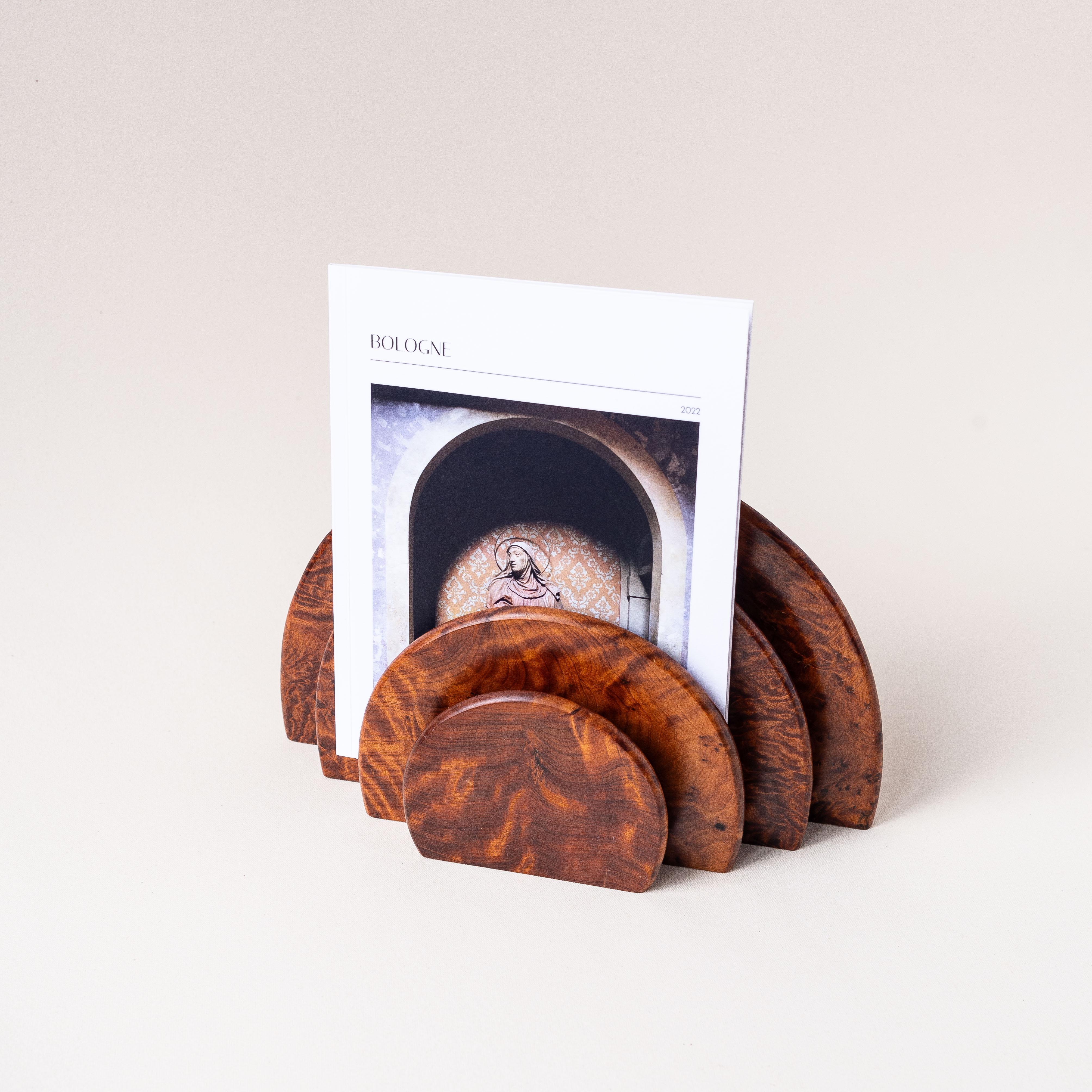 Art Deco Letter Holder, Desk Accessory in Burl Wood, 1940s 2