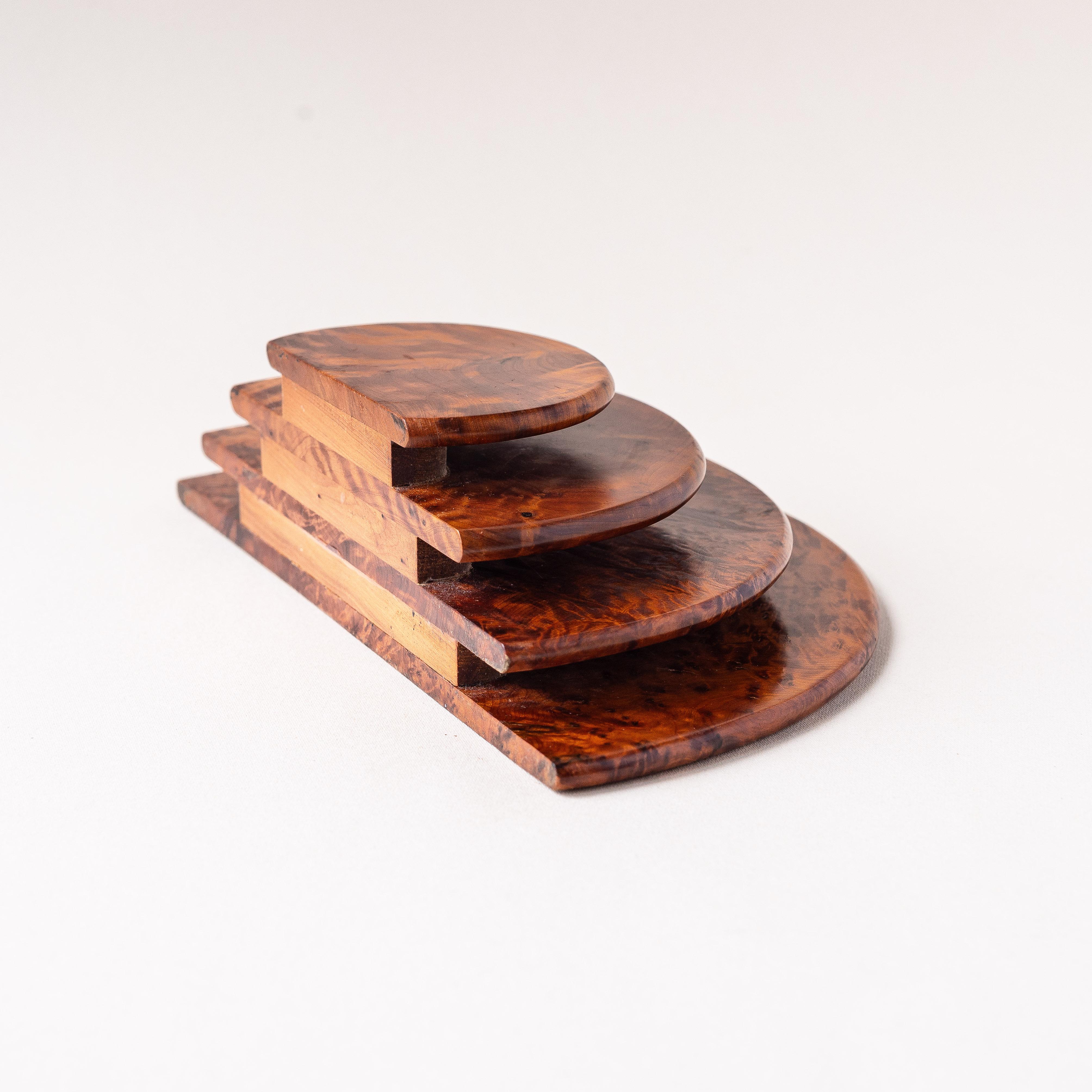 Art Deco Letter Holder, Desk Accessory in Burl Wood, 1940s 3