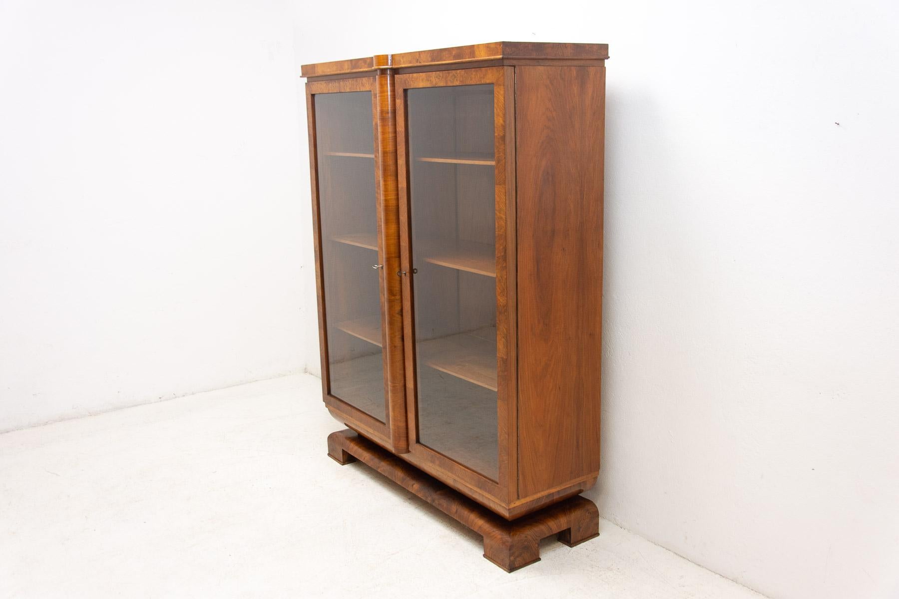 European Art Deco Library Cabinet, 1930s, Bohemia