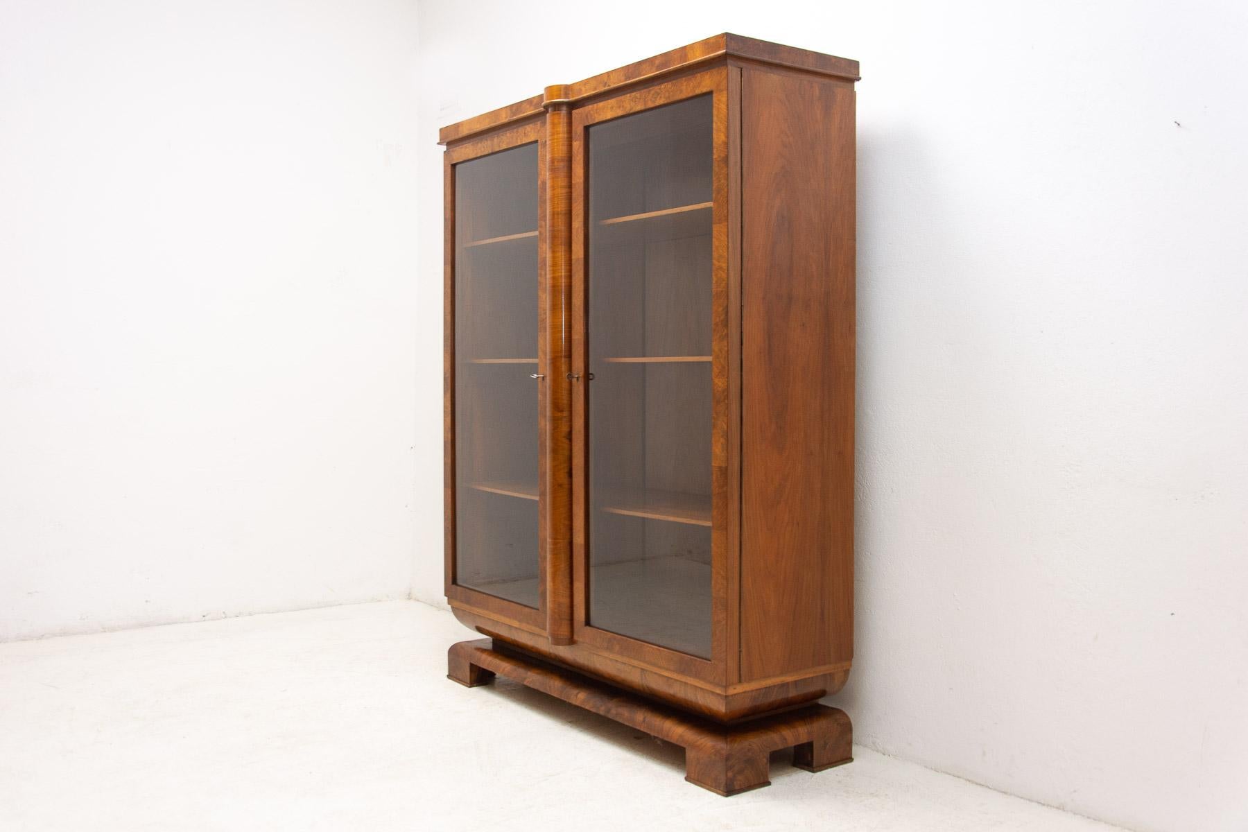 Art Deco Library Cabinet, 1930s, Bohemia In Good Condition In Prague 8, CZ