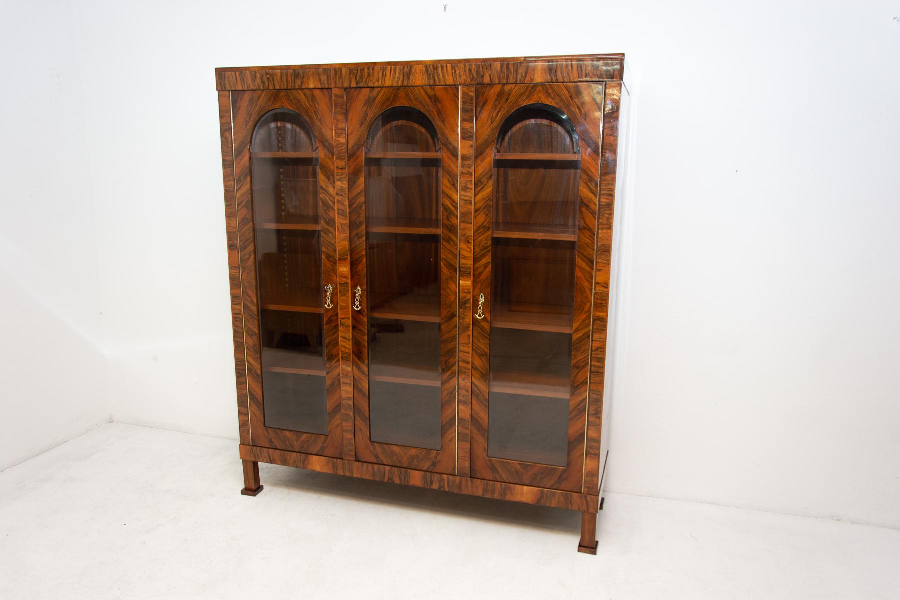 Art Deco Library Cabinet, 1930's, Bohemia In Excellent Condition In Prague 8, CZ