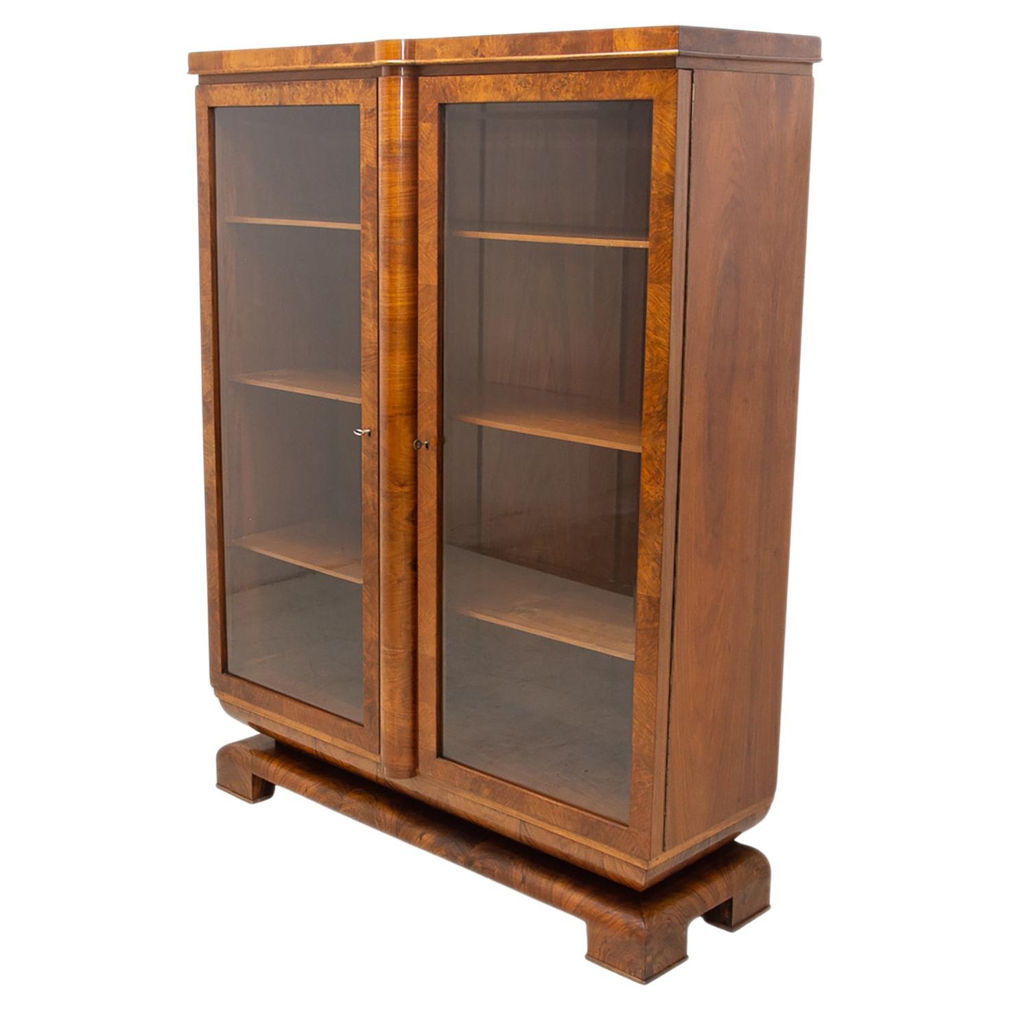 Art Deco Library Cabinet, 1930s, Bohemia