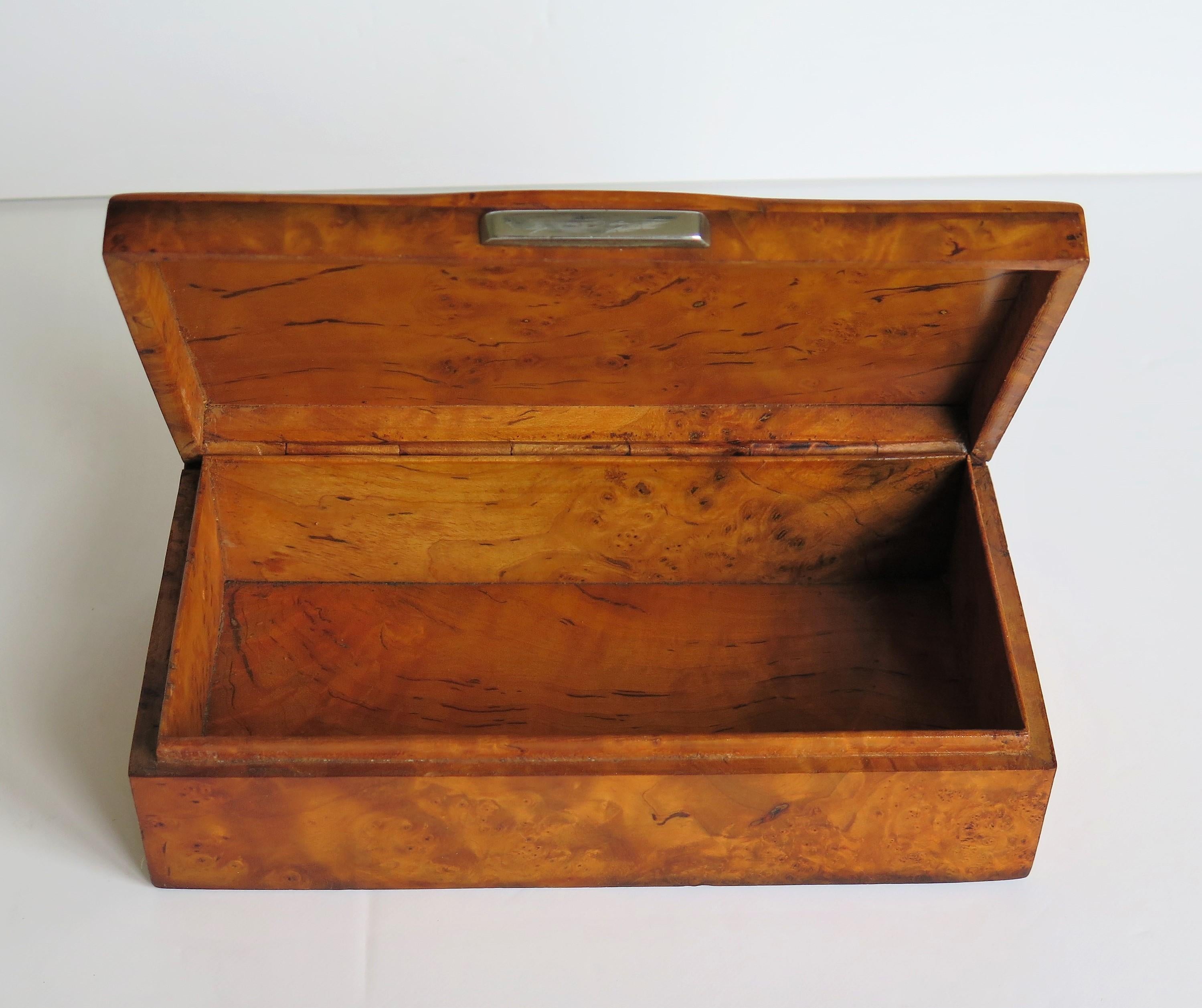 Art Deco Lidded Box of Bird's-Eye Maple with Chrome Handle, French circa 1925 10