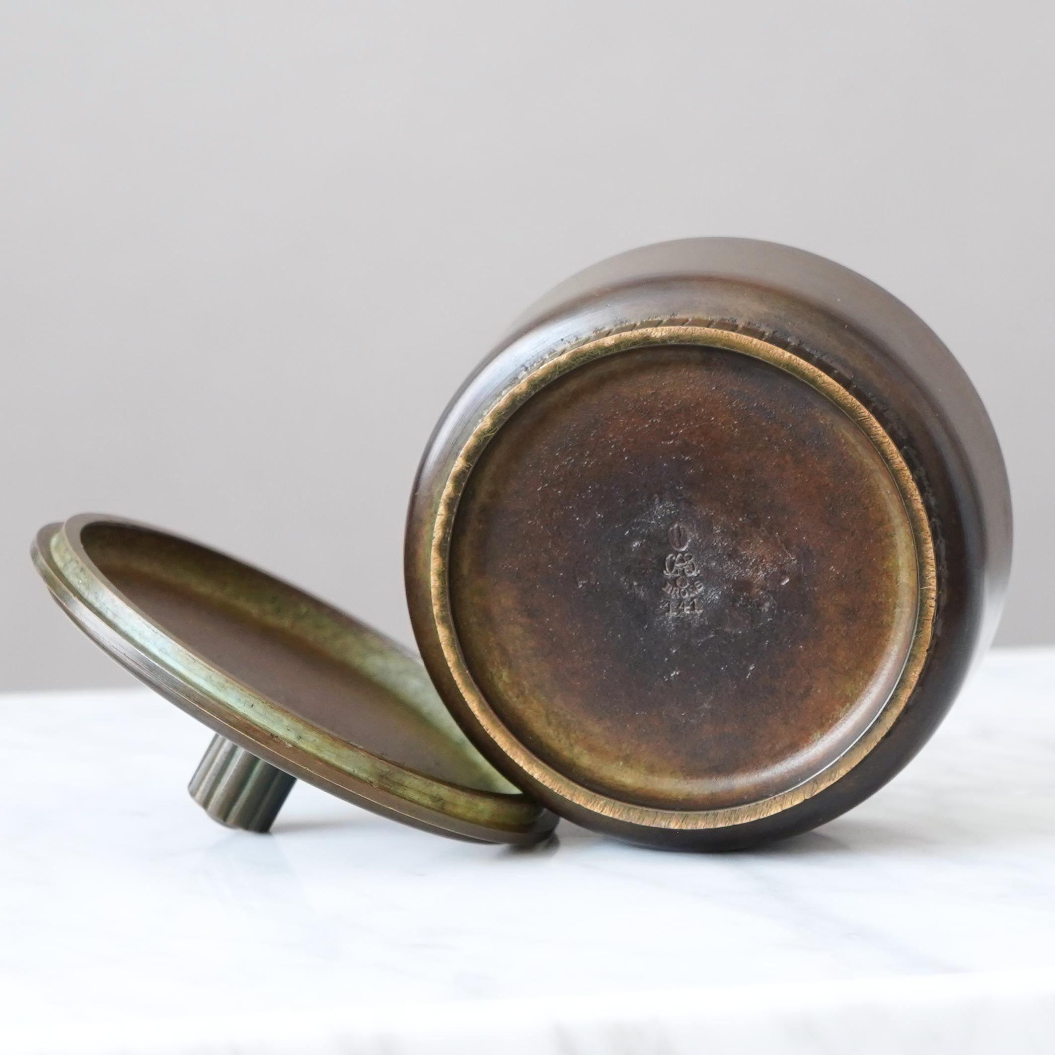 Art Deco Lidded Bronze Box by GAB Guldsmedsaktiebolaget, Sweden, 1930s en venta 4