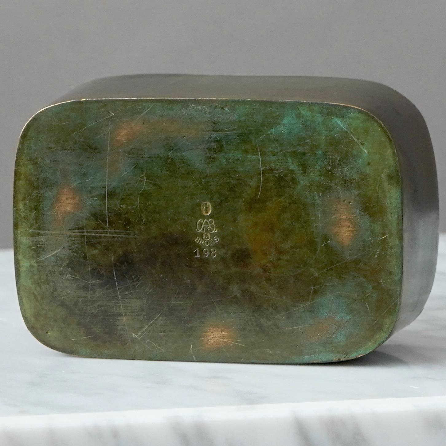 Caja de bronce con tapa Art Déco de GAB Guldsmedsaktiebolaget, Suecia, años 30 en venta 5