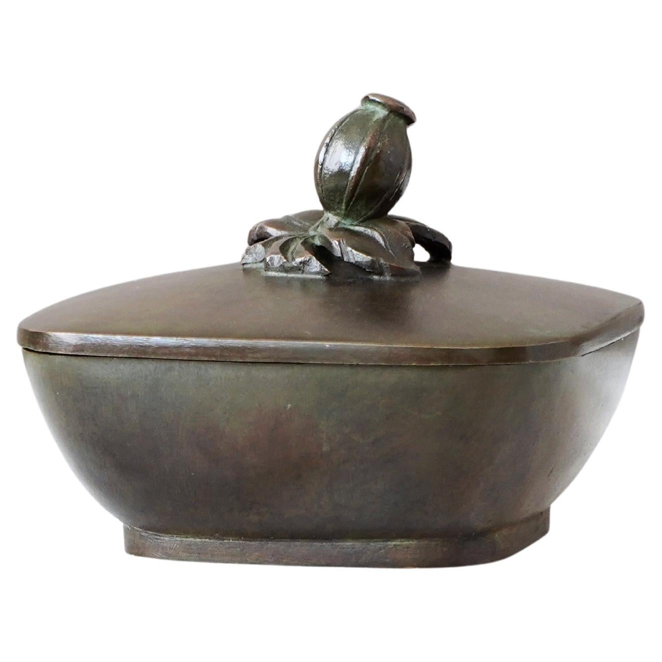 Art Deco Lidded Bronze Box by GAB Guldsmedsaktiebolaget, Sweden, 1930s