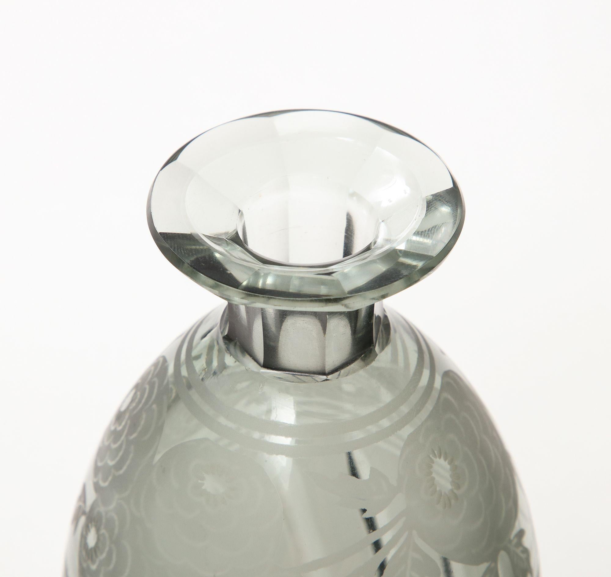 Art Deco Lidded Cut and Etched Crystal Bottles by Moser For Sale 5