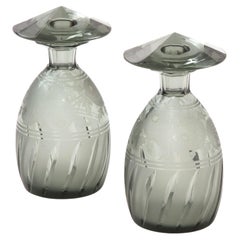 Art Deco Lidded Cut and Etched Crystal Bottles by Moser