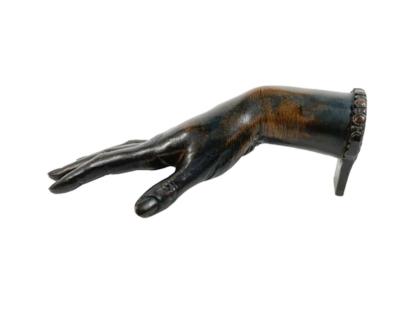 20th Century Art Deco Life-Size Patinated Cast Bronze Model of a Female Hand Dated 1926 For Sale