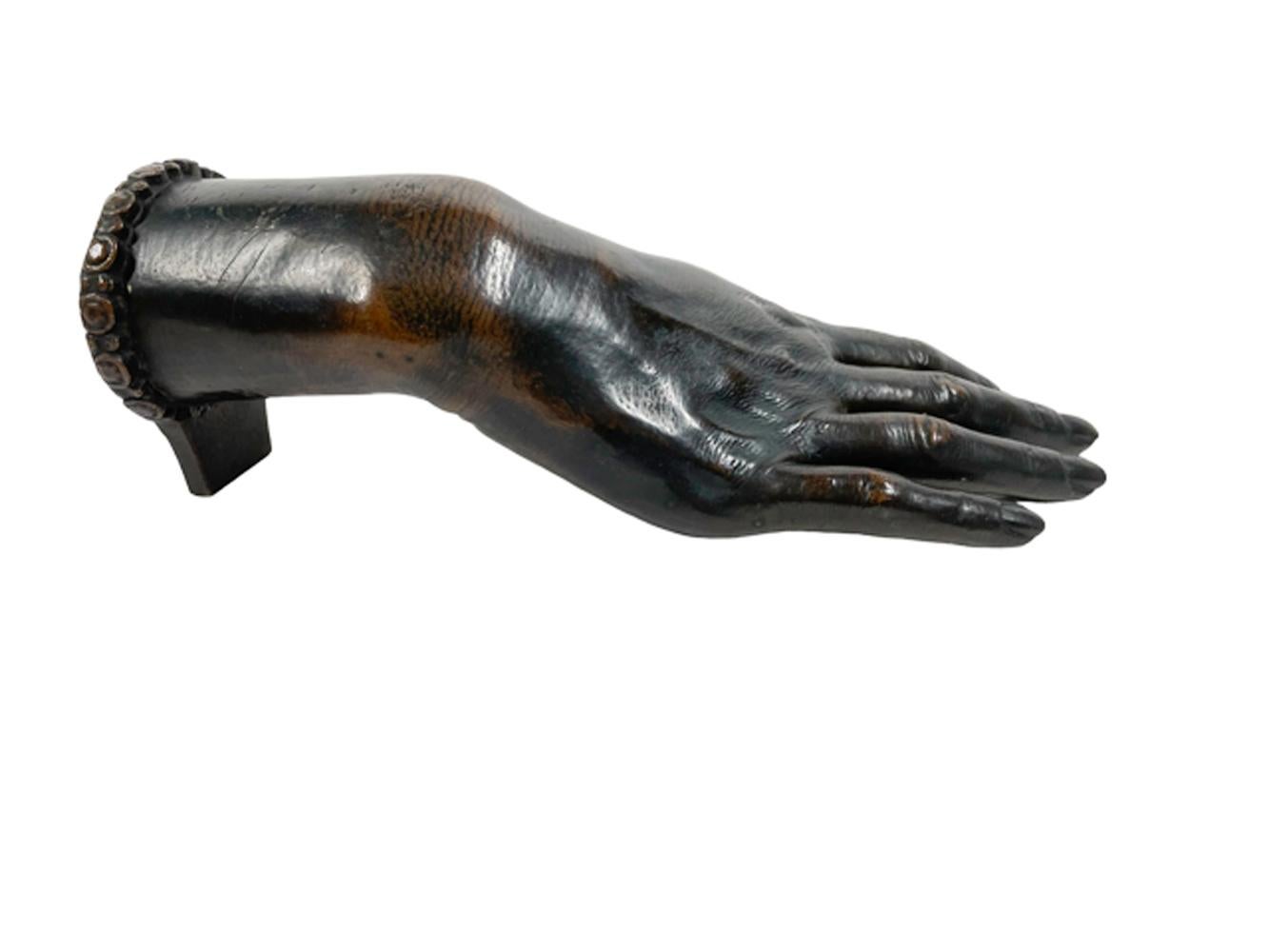 Art Deco Life-Size Patinated Cast Bronze Model of a Female Hand Dated 1926 For Sale 1