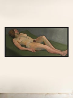 Peinture Art déco grandeur nature d'un nu féminin par Hertha Jirasko, Autriche, années 1930