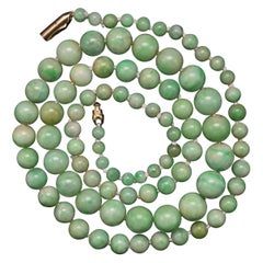 Art Deco Light Apple Green Jade Necklace Certified Untreated