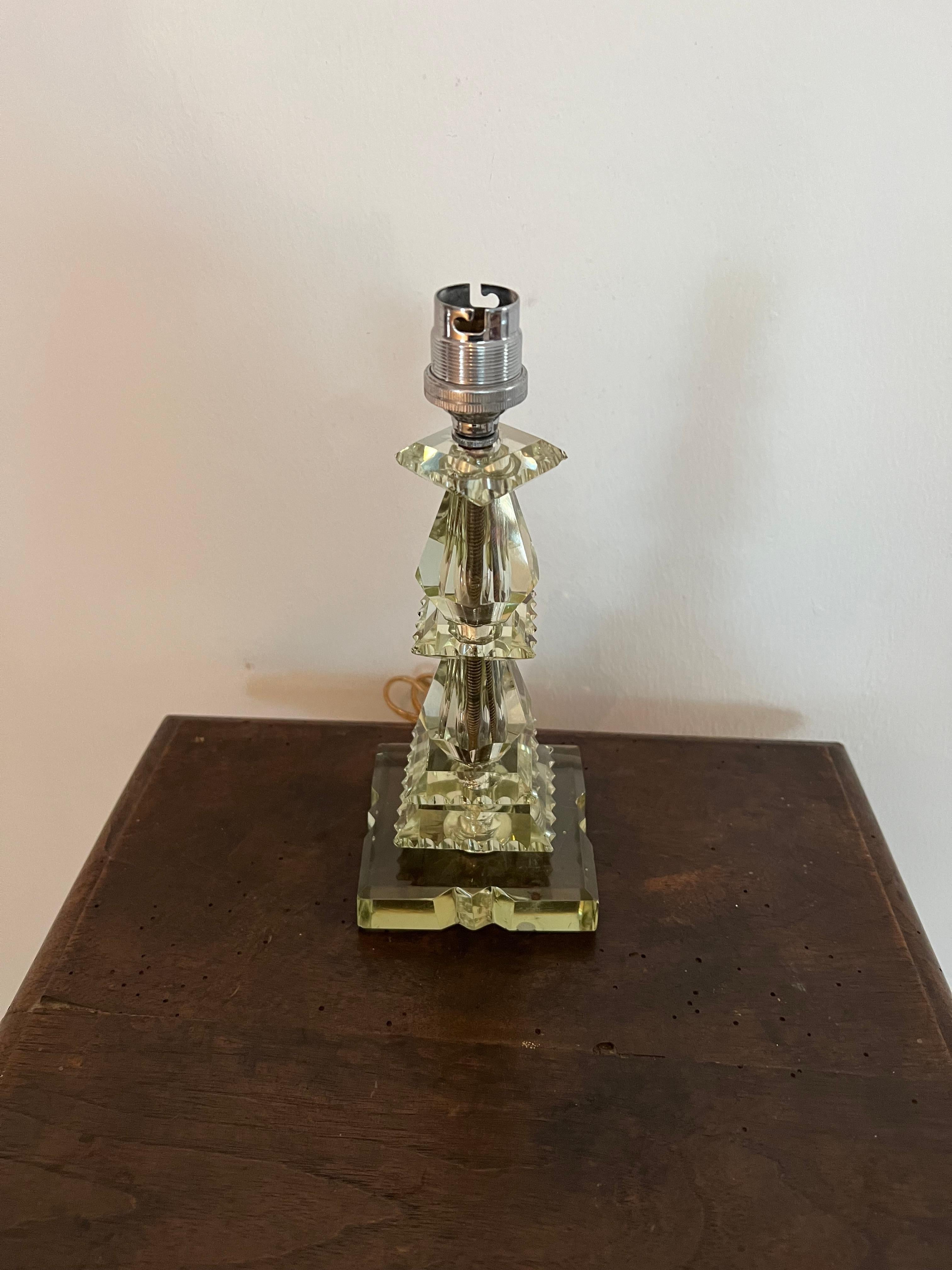 Lámpara Art Déco Verde Claro ITSO Baccarat y Jacques Adnet, Francia circa 1940 Art Decó en venta