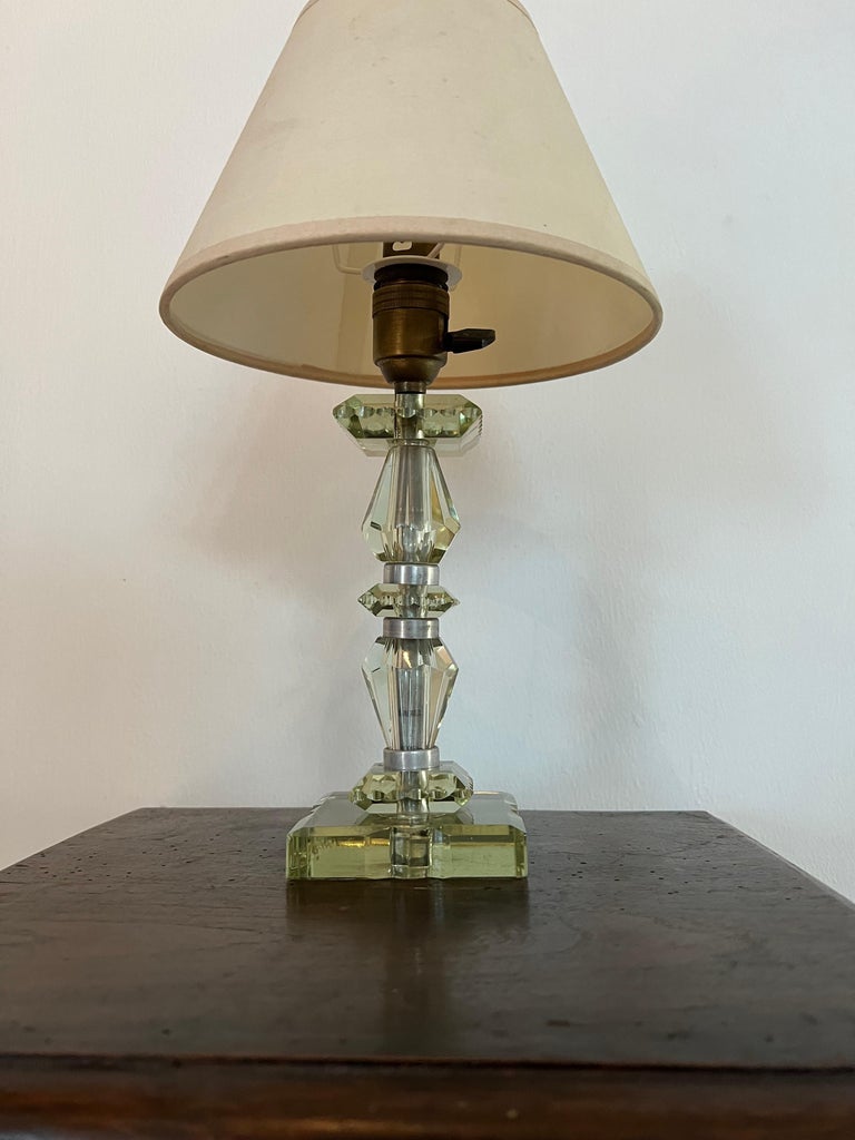 Art Deco Light Green Lamp ITSO Baccarat and Jacques Adnet, France circa ...