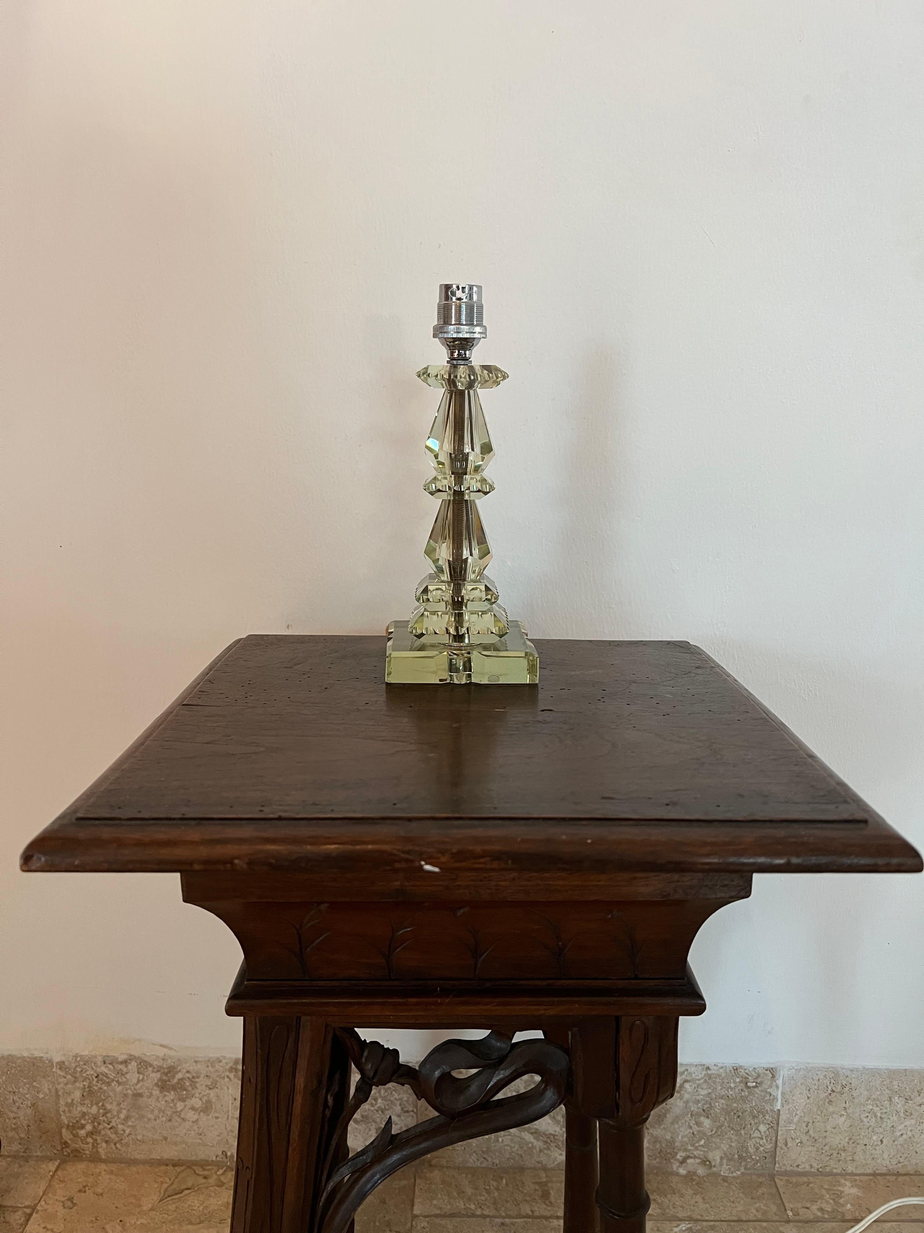 Lámpara Art Déco Verde Claro ITSO Baccarat y Jacques Adnet, Francia circa 1940 Hecho a mano en venta