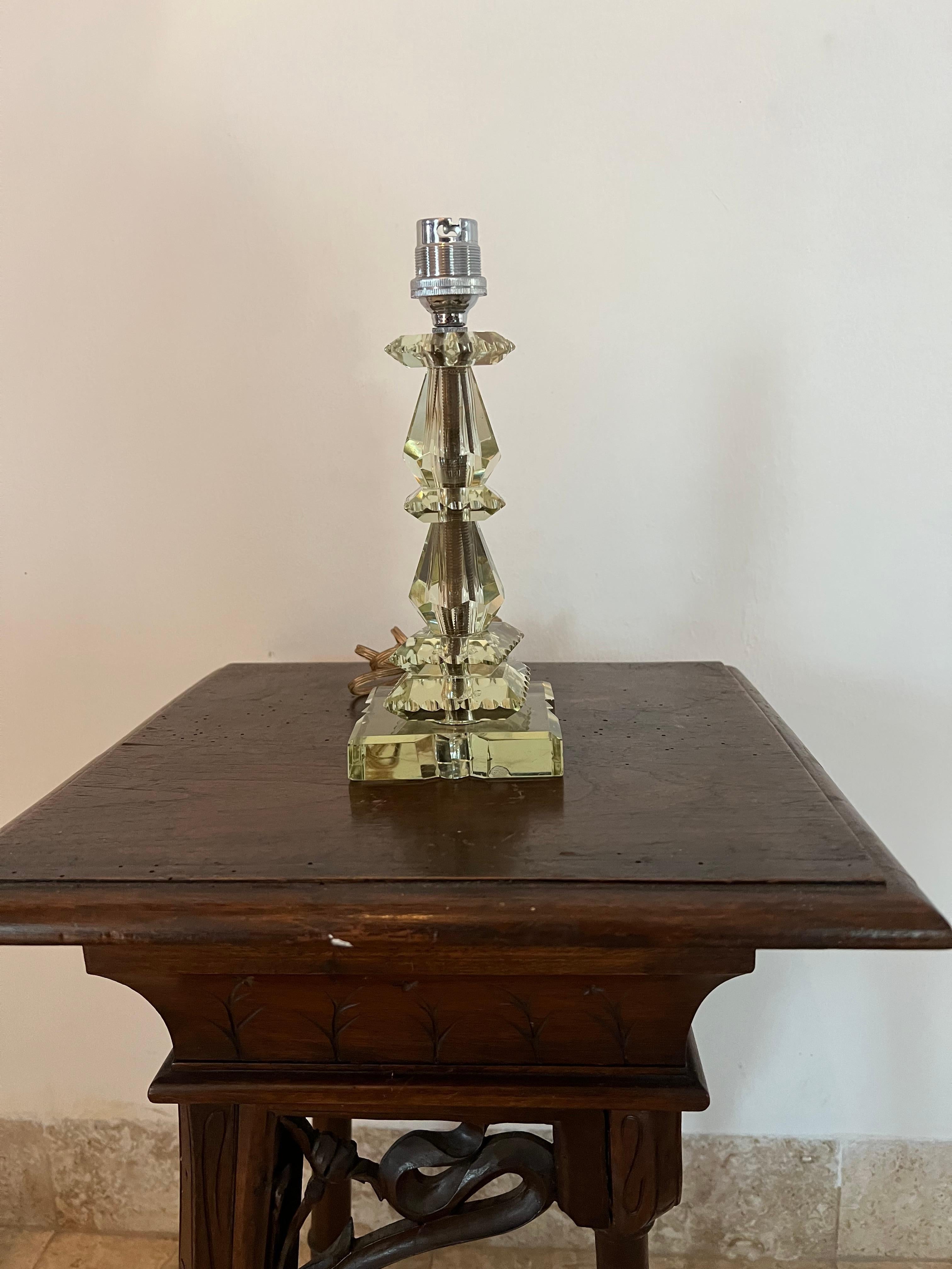 Lámpara Art Déco Verde Claro ITSO Baccarat y Jacques Adnet, Francia circa 1940 en Bueno estado para la venta en Merida, Yucatan