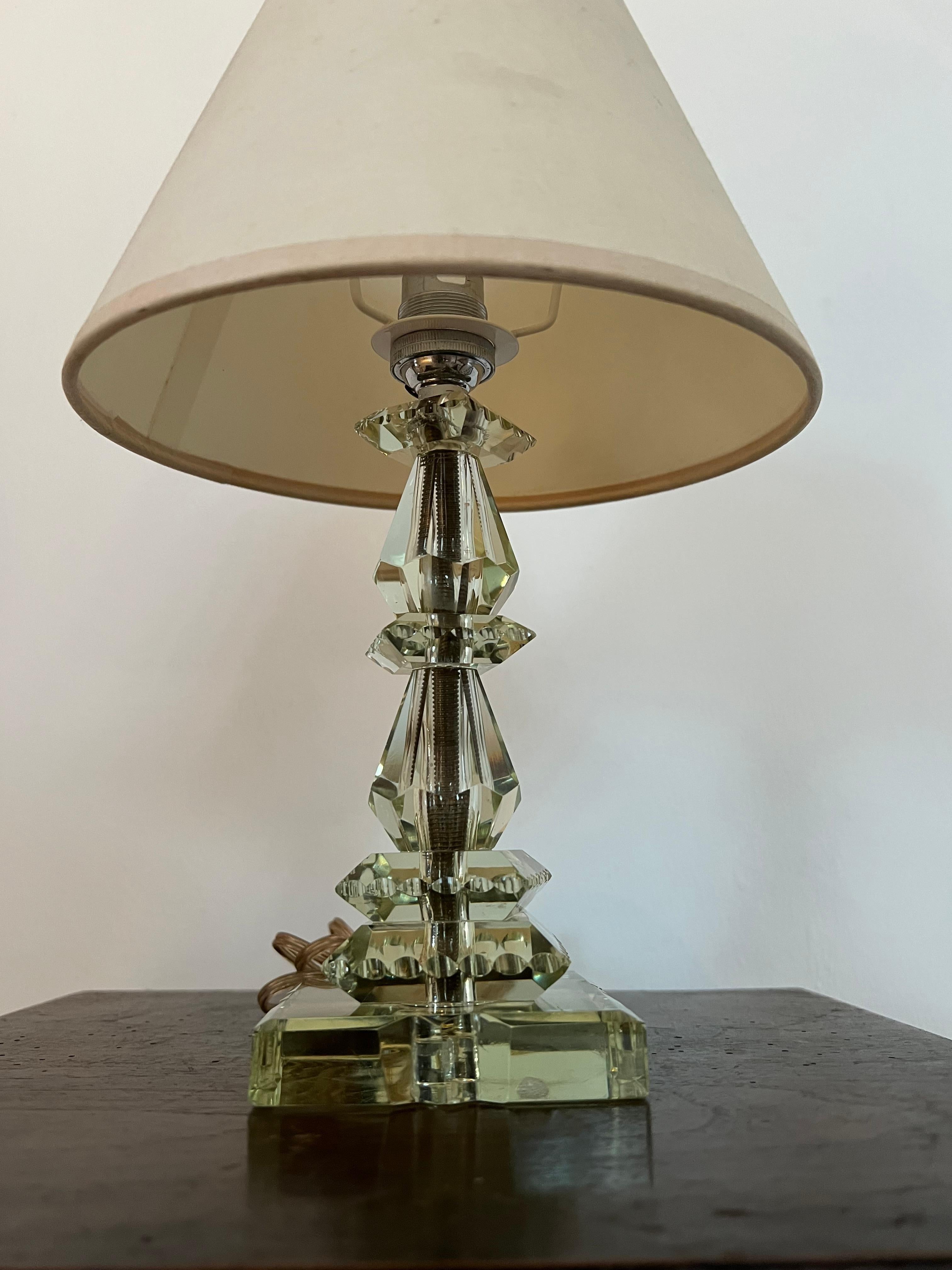 Lámpara Art Déco Verde Claro ITSO Baccarat y Jacques Adnet, Francia circa 1940 siglo XX en venta