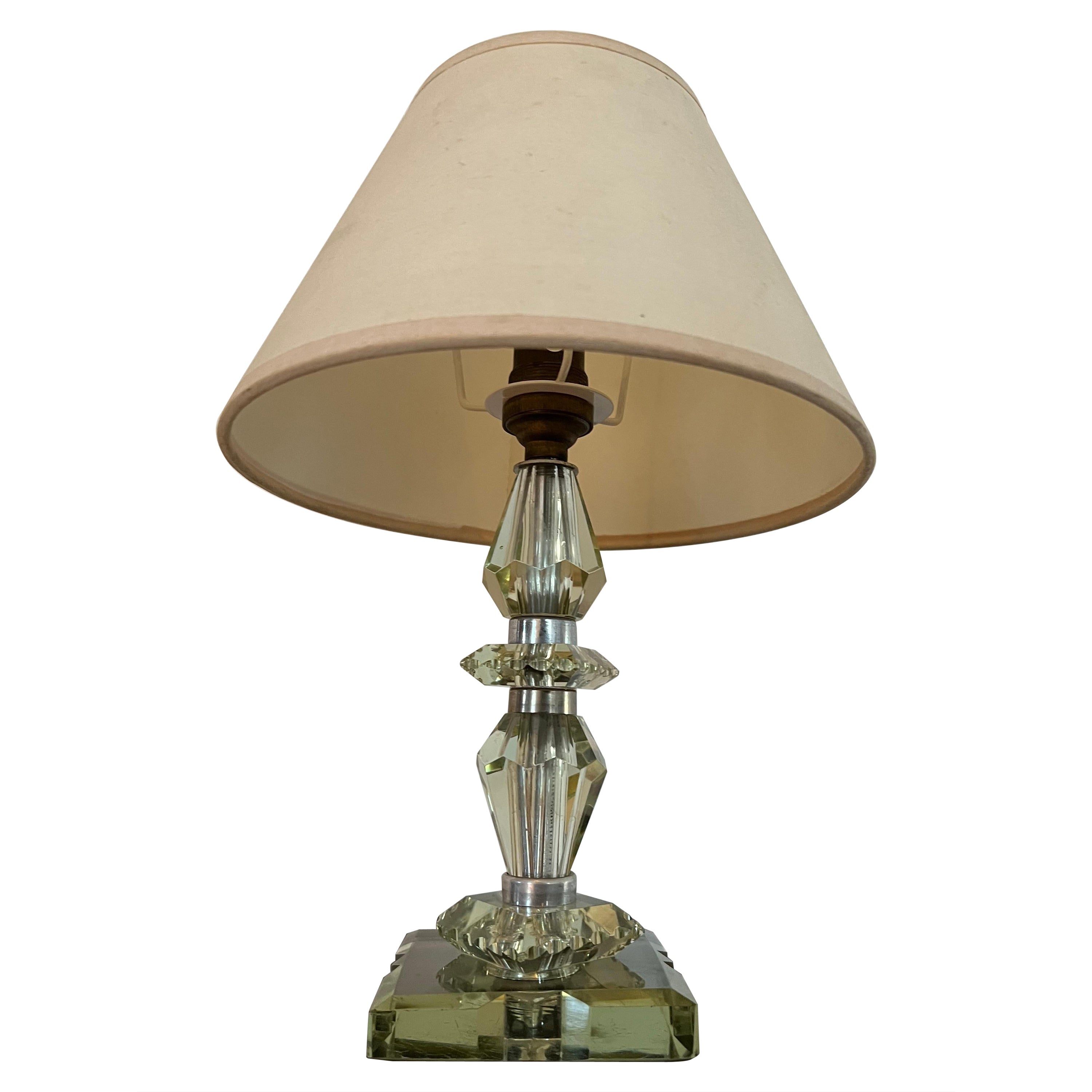 Lámpara Art Déco Verde Claro ITSO Baccarat y Jacques Adnet, Francia circa 1940