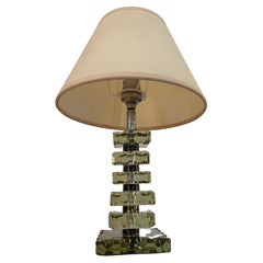 Antique Art Deco Light Green Lamp ITSO Baccarat and Jacques Adnet, France circa 1940