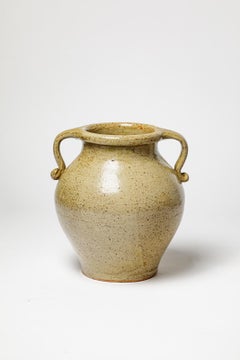 Art deco light grey stoneware ceramic vase by Marius Bernon La Borne 1940