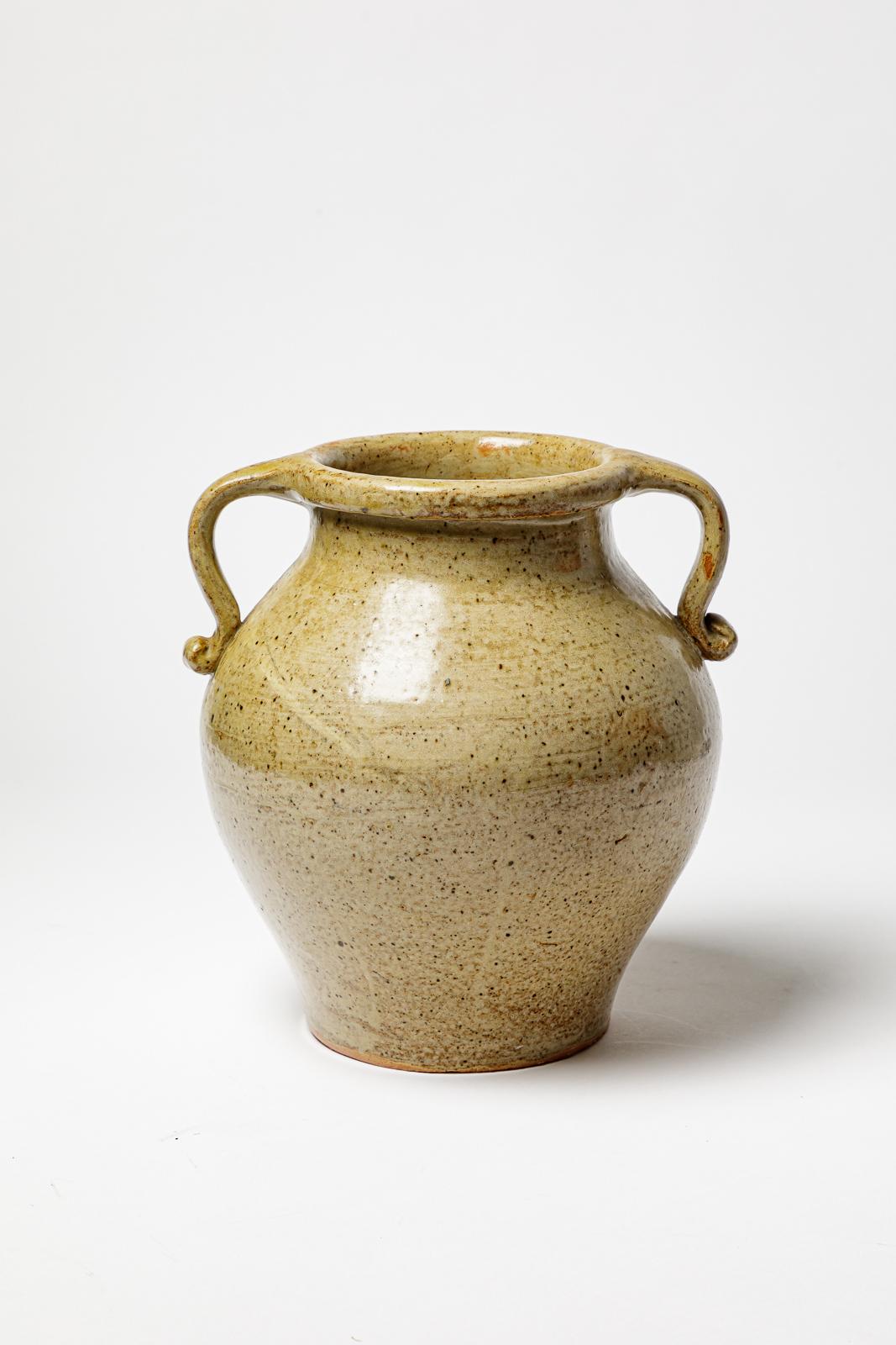 XX secolo Vaso in ceramica Art déco in gres grigio chiaro di Marius Bernon La Borne 1940 in vendita