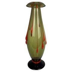 Art Deco Light Olive Green Glass Vase by Charles Schneider