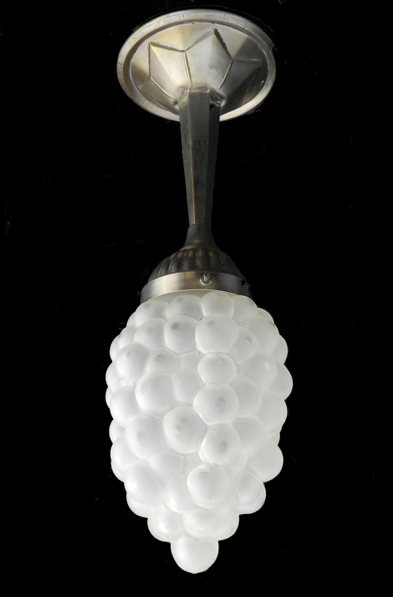 Art Deco Light Pendant Frame Glass Shade, circa 1930 For Sale at 1stDibs