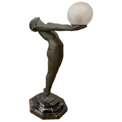 Vintage Art Deco Light Statue by Max Le Verrier Called Clarte