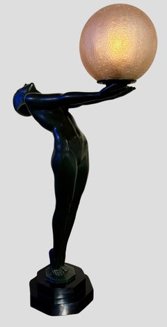 Art Deco Light Statue by Max Le Verrier called Clarte Rare Vintage Model
