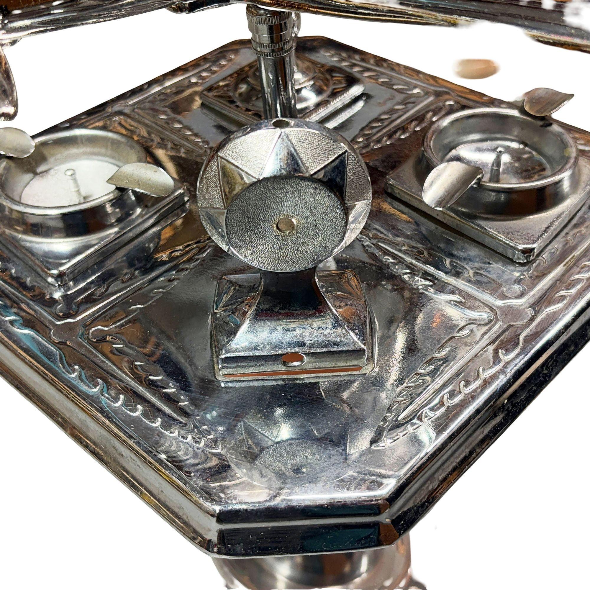 Art Deco Light Up Chrome Douglas DC-3 Airplane Ashtray Stand w/ Art Glass Base im Angebot 2