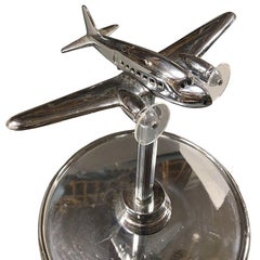 Art Deco Light Up Chrom Douglas DC-3 Flugzeug-Getränke-Beistelltisch, Art-Glassockel