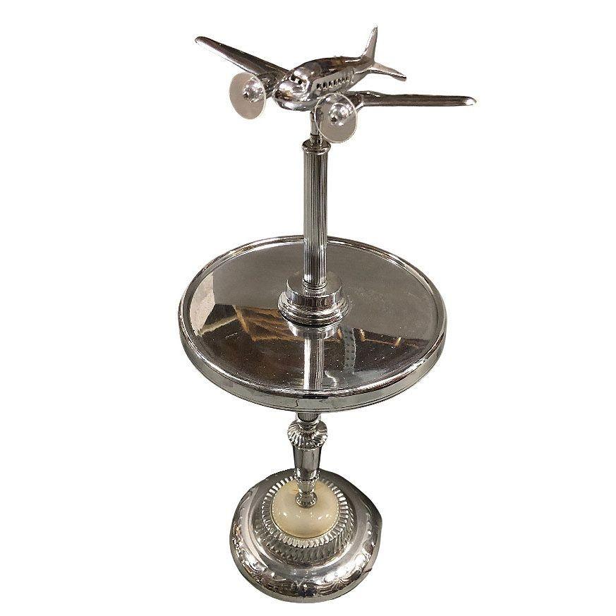 Art Deco Light Up Chrom Douglas DC-3 Flugzeug-Getränke-Beistelltisch, Art-Glassockel (Art déco) im Angebot