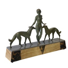 Art Deco Light-up Flapper Bronze Patina Sculpture by Enrique Molins-Balleste