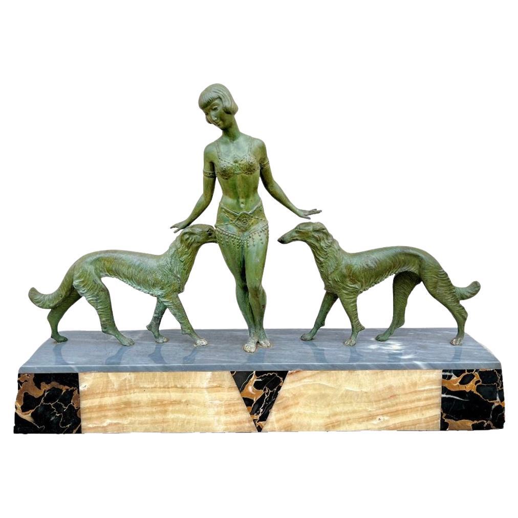 Art Deco Light-up Flapper Bronze Sculpture by Enrique Molins-Balleste