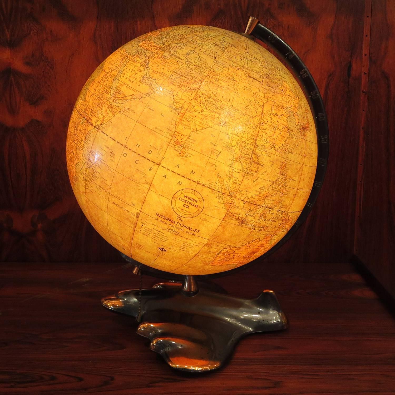 Art Deco Lighted Airplane Globe by Weber-Costello, 1948 3