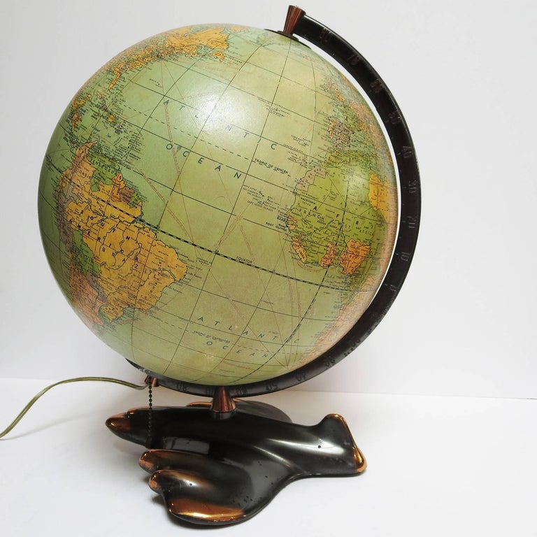 Globe Terrestre De Table Vintage Weber Costello Co - Bois