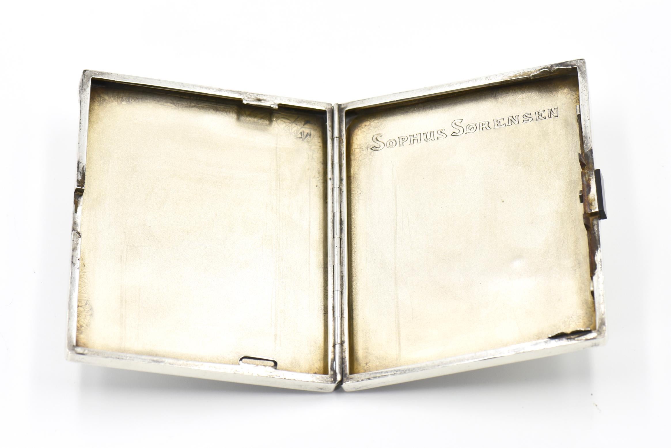 Art Deco Lighting Design Silver and Onyx Cigarette Case or Card Holder European 1