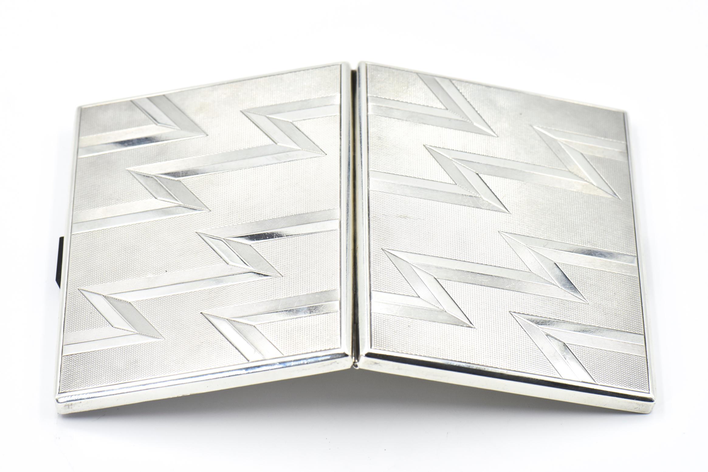 Art Deco Lighting Design Silver and Onyx Cigarette Case or Card Holder European 3