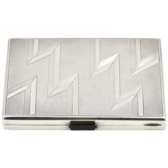 Antique Art Deco Lighting Design Silver and Onyx Cigarette Case or Card Holder European