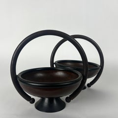 Set di ciotole in lignum vitae art déco con manico