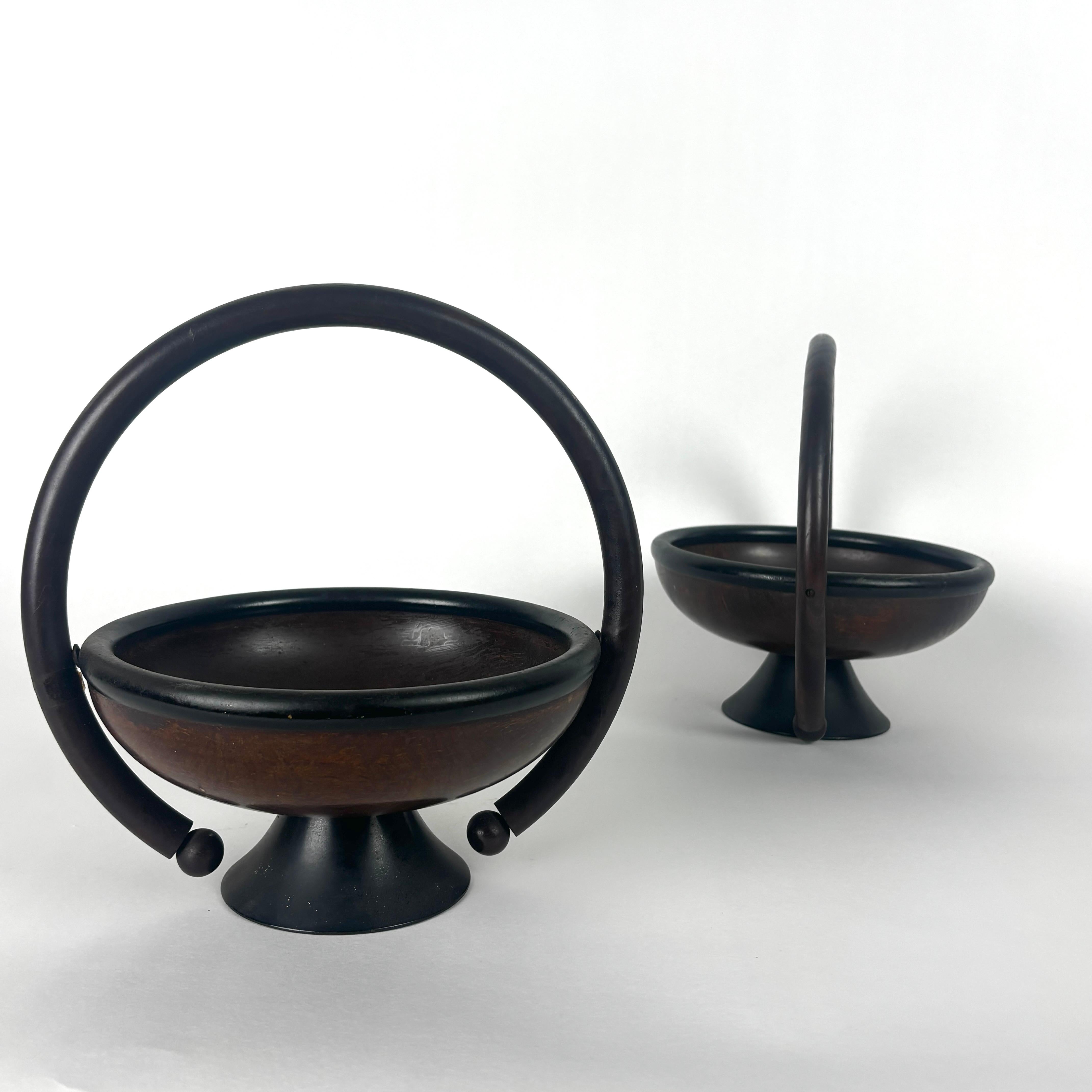 Art Déco Set di ciotole in lignum vitae art déco con manico in vendita