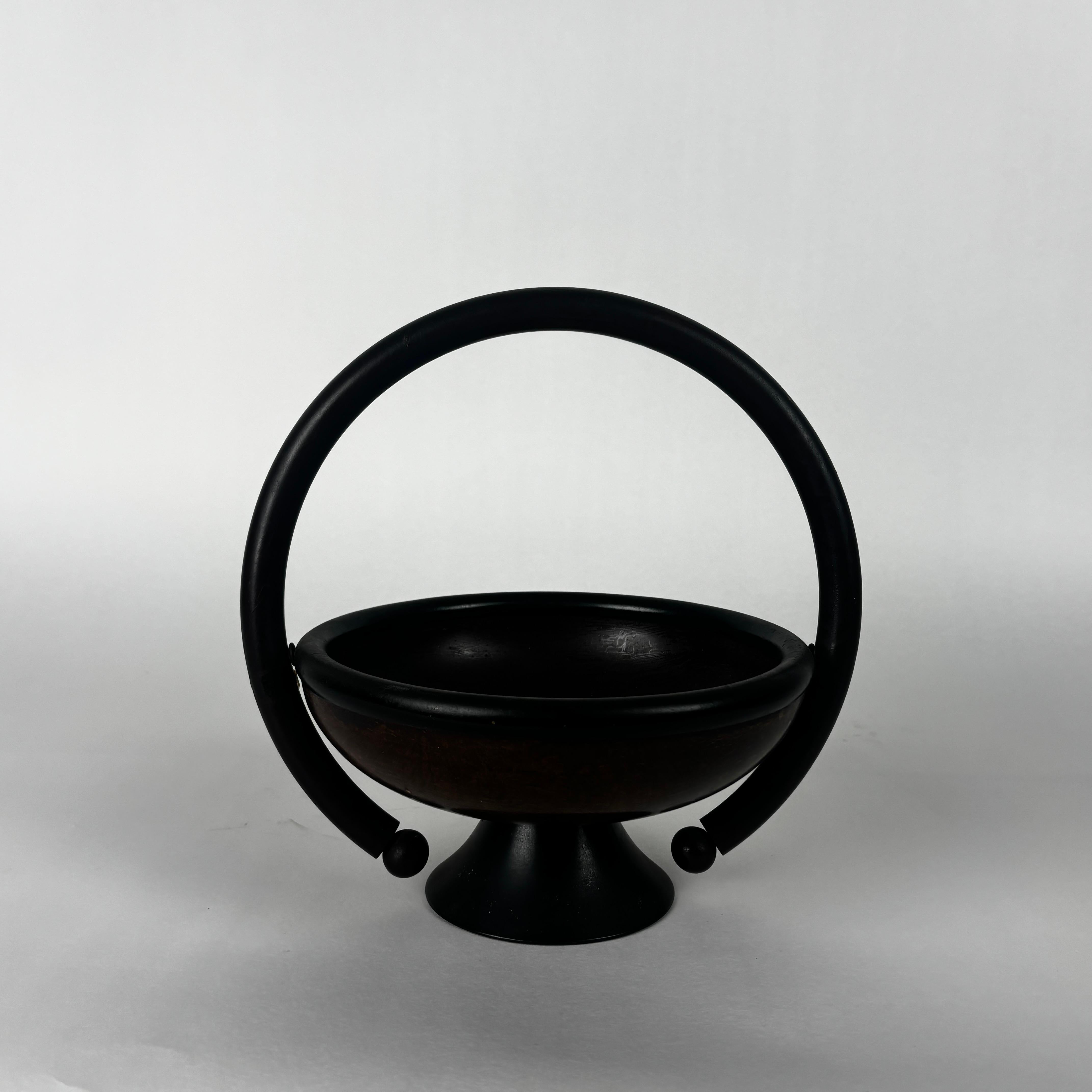 Americano Set di ciotole in lignum vitae art déco con manico in vendita