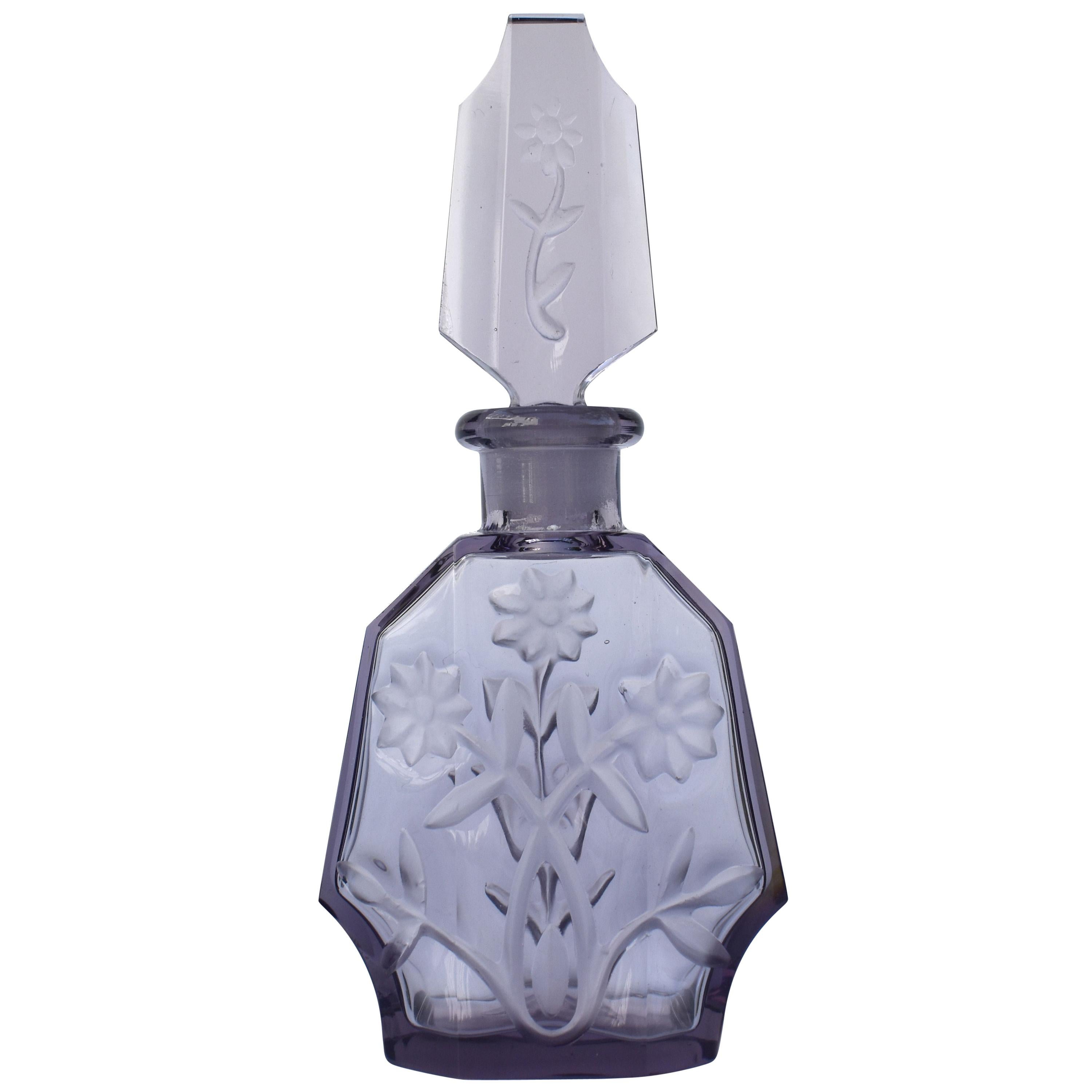 Bouteille Flacon parfum Autriche Collection verre dépoli violet